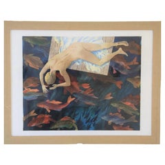 Original von Noel McCready: „Watching Fish“ – figurative Aktstudie, Kunstwerk aus Nordwales