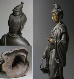 Takamura Kōun Japanese Part-Gilt Bronze Figure of Kannon, Meiji Period