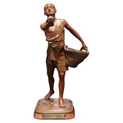 Marcel Debut French Orientalist Bronze a Young Tunisian Fruit Seller, ca. 1920