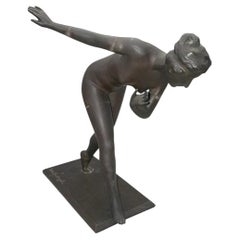 Paul de Boulogne Art Deco Bronze Nude Dancer, 1920s