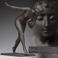Paul de Boulogne Art Deco Bronze Nude Dancer, 1920s