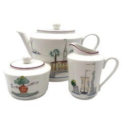 Richard Ginori “Acquarelli” Italian Porcelain Tea Set, Three Pieces