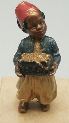 Franz Bergman: Österreichische, kaltbemalte Bronzefigur eines arabischen Jungen, Anfang des 20. Jahrhunderts