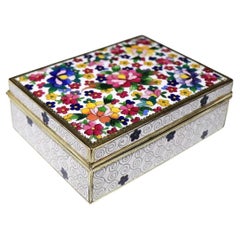 Japanese Cloisonné Enamel Floral Jewellery Box, Early 20th Century