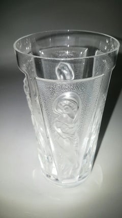 Pair of Mid Century Lalique “Muses” Frosted Crystal Highball Glasses