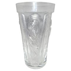 Pair of Mid Century Lalique “Muses” Frosted Crystal Highball Glasses