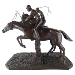 Isidore Jules Bonheur ‘The Steeplechase’ French Bronze Equestrian Group, 19th C