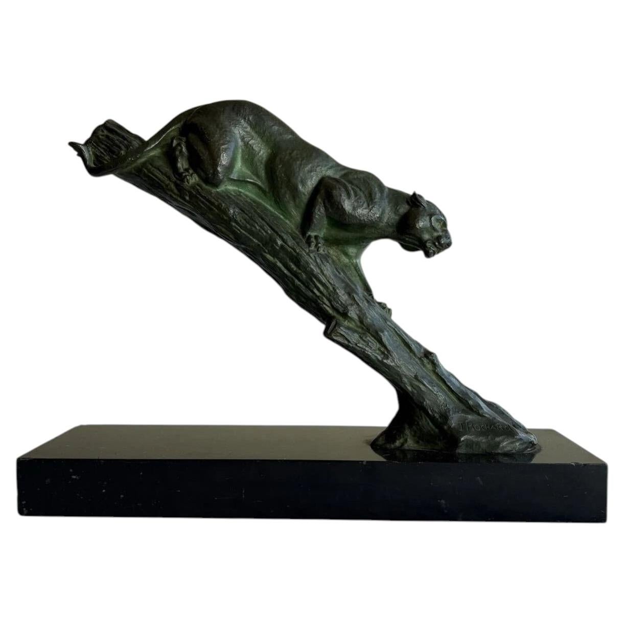 Irénée Rochard Art Deco Bronze Panther Sculpture, France, 1930s For Sale