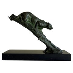 Irénée Rochard Art Deco Bronze Panther Sculpture, France, 1930s