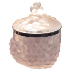 Vintage Lalique ‘Antilles’ Frosted Crystal Grape Ice Bucket with Lid, 1970s