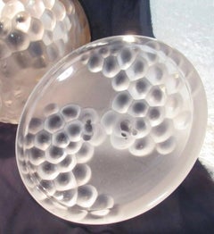 Vintage Lalique ‘Antilles’ Frosted Crystal Grape Ice Bucket with Lid, 1970s