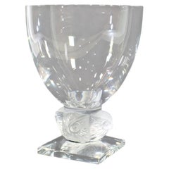 Jarrón vintage de cristal transparente y esmerilado de Lalique, de la colección «Grand-Ducs», con motivo de búho