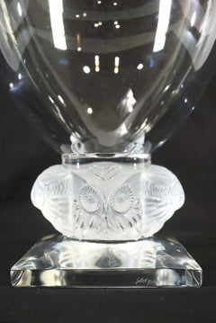 Vintage Lalique ‘Grand-Ducs’ Owl Clear and Frosted Crystal Vase