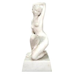 Mid-20th Century Italian Alabaster Sculpture of a Kneeling Female Nude