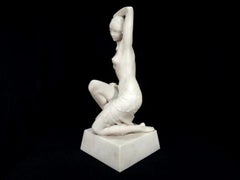 Mid-20th Century Italian Alabaster Sculpture of a Kneeling Female Nude