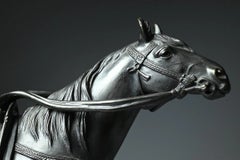 Japanese Meiji Maruki Company Bronze Okimono of Shogun’s Horse, Tokugawa Aoi-Mon