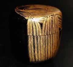 Japanese Lacquer Weeping Willow Natsume Tea Caddy by Chikujo Chikara, 20th C