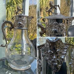 James Deakin & Sons Silver-Plated Magnum Claret Jug with Lion Finial, 1930s