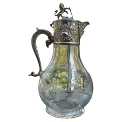 James Deakin & Sons Silver-Plated Magnum Claret Jug with Lion Finial, 1930s