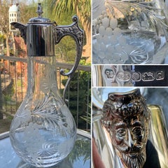 Carr’s of Sheffield Sterling Silver and Cut Crystal Bacchus Claret Jug, 2004