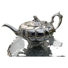 E.H. Parkin & Co. Sheffield Silver-Plated Gourd Teapot with Acorn Finial