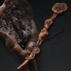 Rare Japanese 19th Century Root Wood Buddhist Nyoi Sceptre, Edo-Meiji Period