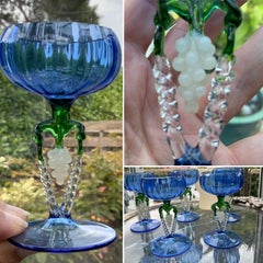 Set of Three (3x) Art Deco Lauscha or Bimini Lampwork Liqueur Glasses, ca. 1920