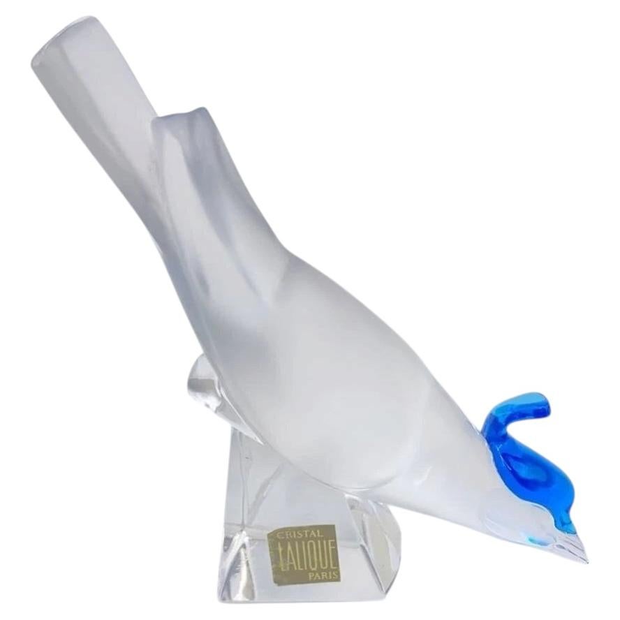Lalique French Crystal Crested Pimlico Blue Jay Bird Figurines For Sale
