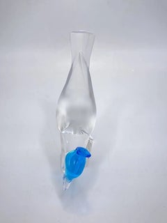 Lalique French Crystal Crested Pimlico Blue Jay Bird Figurines