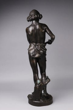 « La Captivité », sculpture en bronze française du XIXe siècle, œuvre de Jean-Louis Grégoire, vers 1880