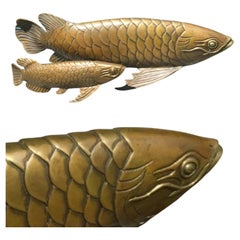 Pair of Antique Japanese Bronze Namazu Koi Carp Fish Sculptures, circa 1900