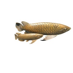 Pair of Antique Japanese Bronze Namazu Koi Carp Fish Sculptures, circa 1900