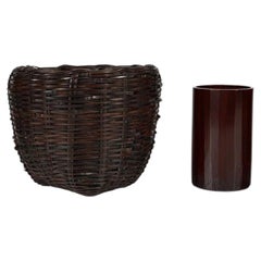 Japanese Bamboo ‘Sukokori’ Flower Basket by Tanabe Chikuunsai II, circa 1960s