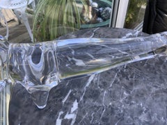 Large Vintage Daum France Crystal Dachshund Dog Sculpture, Signed