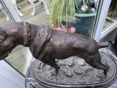 Large French Bronze Mastiff Dog Sculpture after Pierre-Jules Mêne on Marble Base