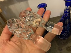 Pair of Beyer West German Cobalt Cut-to-Clear Lead Crystal Decanters, 1960s