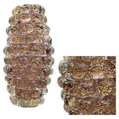 Große Kunstglasvase aus Murano von Lenti mit Goldpartikeln, nach Ercole Barovier