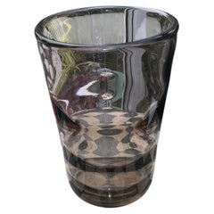 Kosta Boda Elis Bergh Art Deco Smoke Grey Optic Ribbed Glass Vase, circa 1940