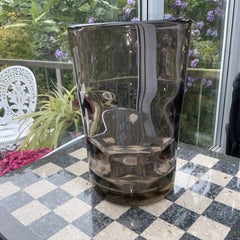 Kosta Boda Elis Bergh Art Deco Smoke Grey Optic Ribbed Glass Vase, circa 1940