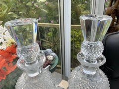 Pair Antique Richardson Webb Thistle Cut Glass Decanters English circa 1890