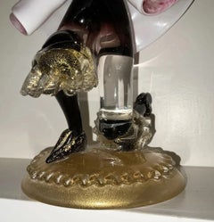 Vintage Barovier & Toso Murano Blackamoor Gold Glass Double Candlestick c1950s