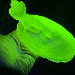 Desna Susan Nude Bather Uranium Glass Pin Dish After Hoffmann Art Deco Czech