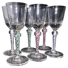 Set 6 Antique Josephinenhütte Double Series Air Twist Liqueur Glasses circa 1900