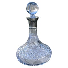 Carr's Sheffield Henley Cut Crystal Ship Decanter Sterling Silver Collar 2017