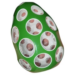 Vintage Saint Louis French Crystal Green Double Overlay Egg Paperweight Signed
