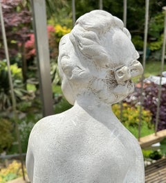 Antique Parian Ware Nude Maiden with Cupid Bow after Falconet Signed 19th C