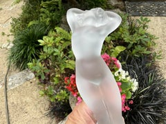 Vintage Lalique Danseuse Bras Leves Frosted Crystal Nude Dancer Figurine 9.5"