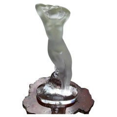 Vintage Lalique Danseuse Bras Leves Frosted Crystal Nude Dancer Figurine 9.5"