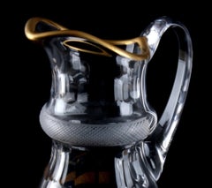 Antique Kvetna Jessie Bohemian Gilt Cut Crystal Glass Water Jug Carafe 12" Moser