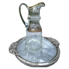 Antique Kvetna Jessie Bohemian Gilt Cut Crystal Glass Water Jug Carafe 12" Moser